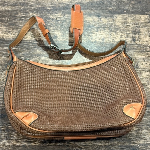 Vintage Brown and Tan Shoulder Bag with Leather Trim - Picture 4 of 6